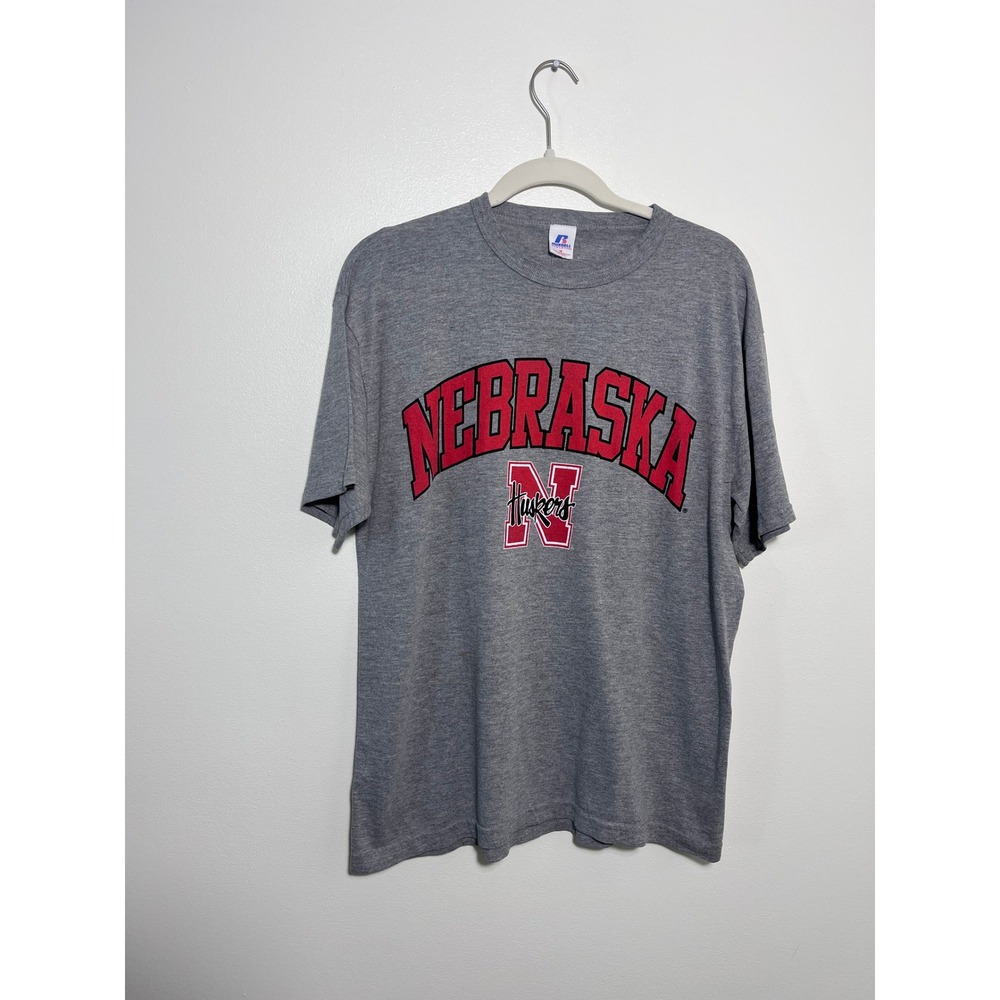 Russell Athletic Nebraska‎ Huskers T-Shirt Mens Medium Gray Graphic Tee NCAA